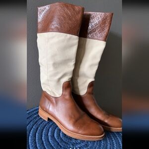 Louis Vuitton Canvas/Leather Flat Riding Boots